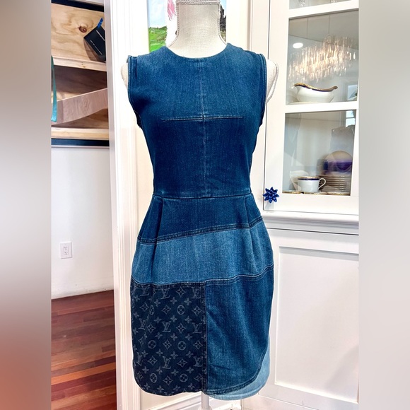 Louis Vuitton Blue Patchwork Denim Dress - Picture 6 of 14